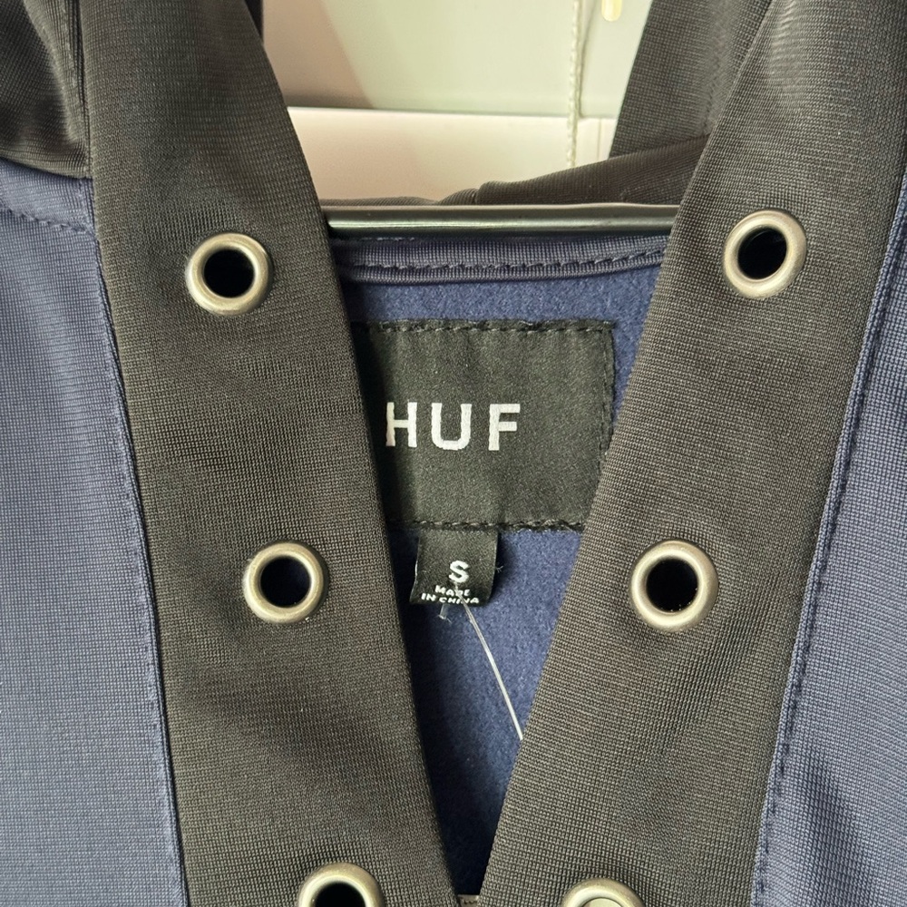 HUF Worldwide size Small Hockey Jersey Style Hoodie Navy/White. - Picture 6 of 11